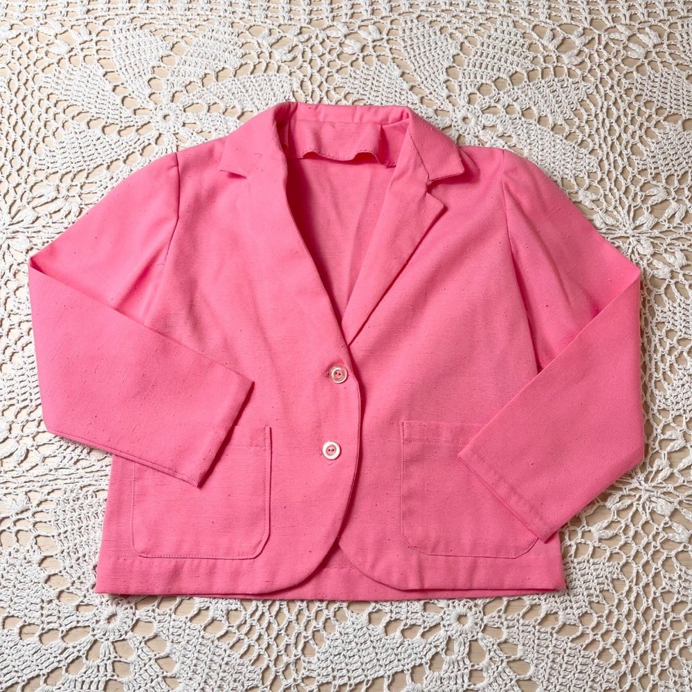 Vintage 1980s Girls 6 Years Pink Blazer Casual Jacket